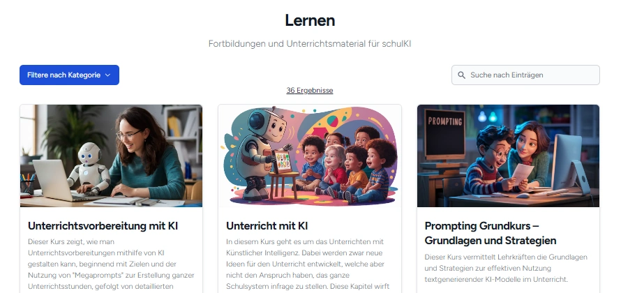 Screenshot der schulKI Unterrichtsideen
